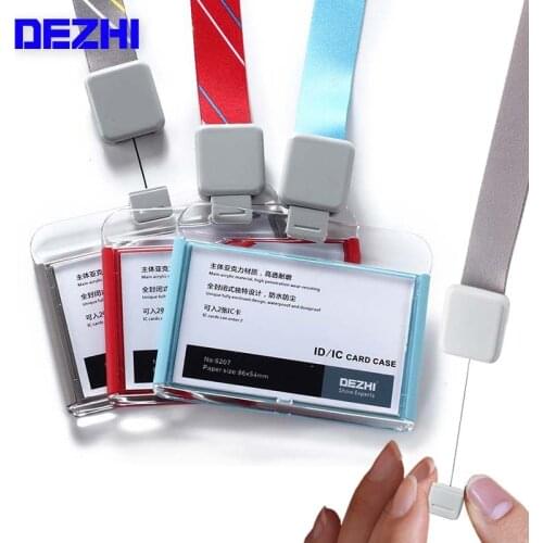 Horizonta-Style Badge Case Clear and Color Border Lanyard Holes Bank Credit ID/IC Card Holders ID Badge Holders Accessories,OEM