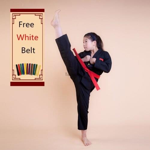 Black taekwondo uniform taekwondo dobok Adult kids Men Women tae kwon do set clothes Long Sleeve jodo Uniform Taekwondo Clothes