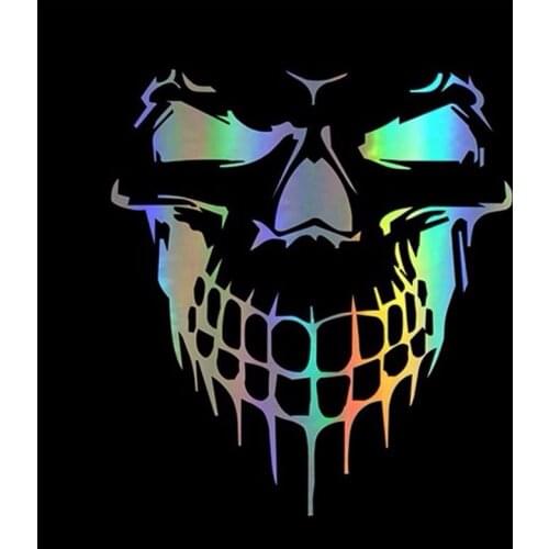 Colorful laser skull car stickers hood car stickers side door skull reflective car stickers car tail stickers
