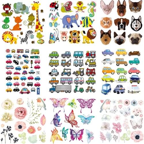 Flower Fabric Patches Animals Set Transfers For Clothing Washable Garment Accessory New Diy Heat Transfer Cartoon Butterfly