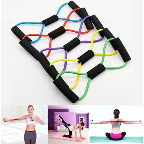 WolFAce TPE 8 Word Fitness Yoga Gum Resistance Rubber Bands Fitness Elastic Band Fitness Equipment Expander Workout Gym Exercise