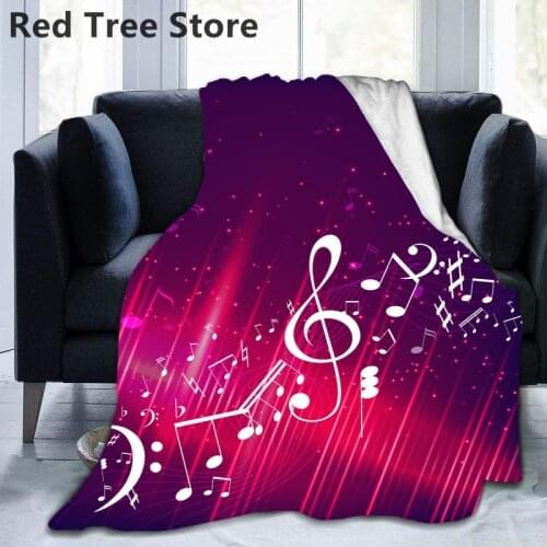 Musical Note Black White Flannel Blanket for Bed Sofa Portable Soft Fleece Throw Cover Funny Plush Bedspread Print throw blanket
