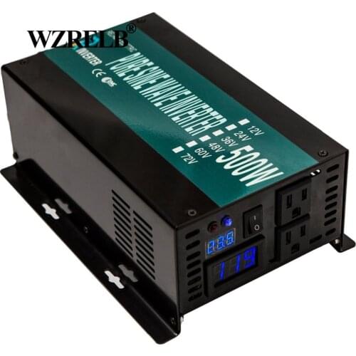 Pure Sine Wave Solar Power Inverter 500W 12V to 220V Portable Car Inverter DC to AC Voltage Converter 24V/48V to 120V/230V/240V