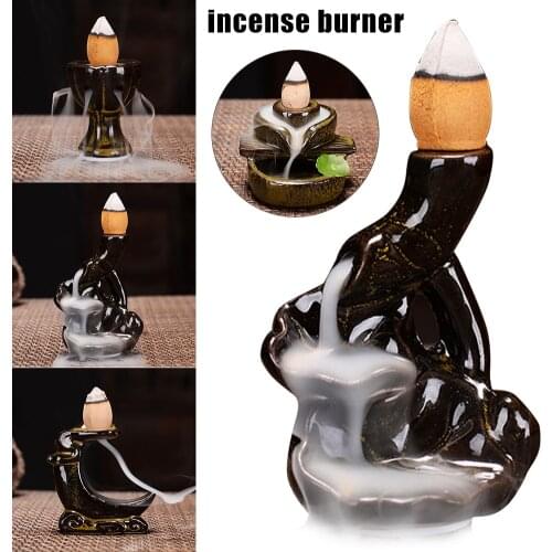 Waterfall Incense Burner Backflow Ceramic Incense Holder Incense Fountain Backflow Incense Cones for Home Decor Office X