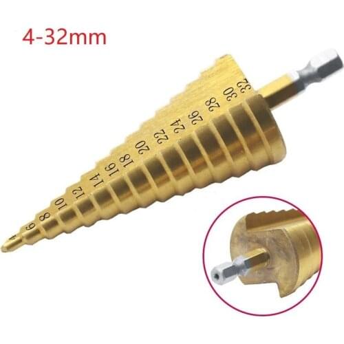 4-32mm HSS Titanium Coated Step Hex Tapered Drill Bit Drilling Tool Metal Wood Hole Cutter Power Tools Accessories