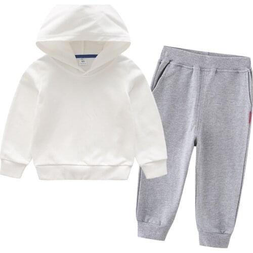 ZWY1365 Autumn Winter Children Tracksuit Solid Sportswear Suit 2 Pieces Sets Boys Girls Hoodies and Pants Suits Casual Outfits