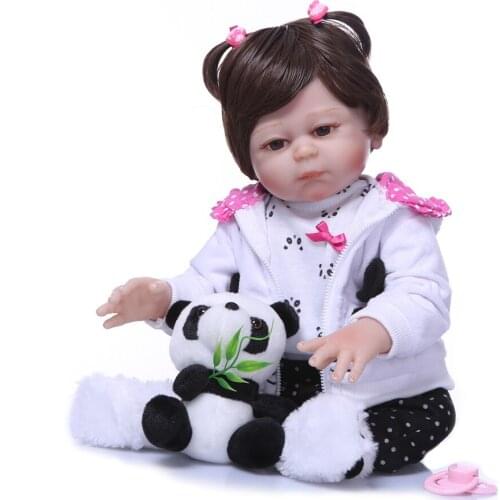 NPK DOLL bebe reborn corpo de silicone inteiro 20" Full silicone reborn baby doll panda clothing infant toddler doll gift toys