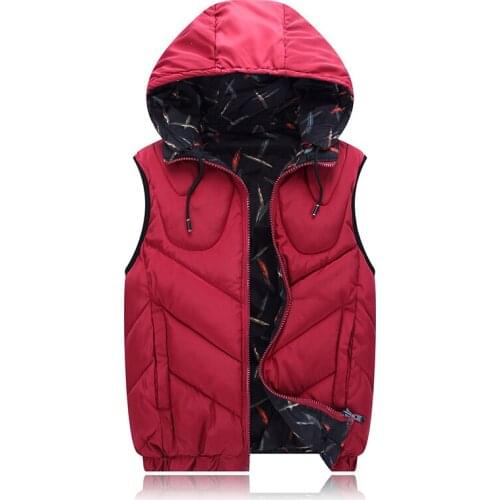 Sleeveless Jacket Casual Waistcoat Big Size Cotton Vest Hoodie for Men Winter Autumn Padded 3 Colors Warm Thick Parka