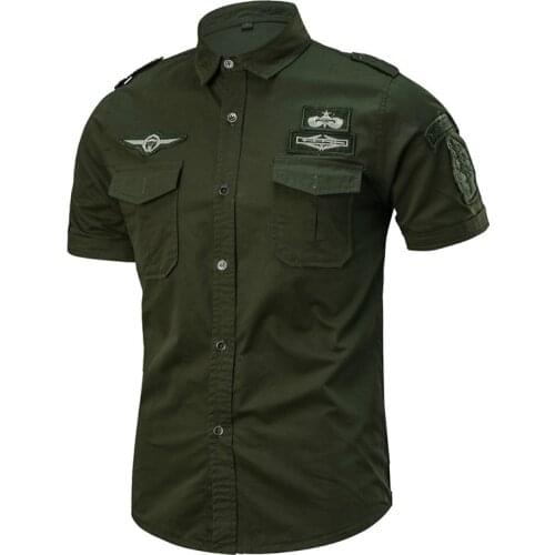 Summer Military Shirt Men Cotton Short Sleeve Casual Shirts Male Big Size M-6XL 101 Airborne Tactical Camisa Militar