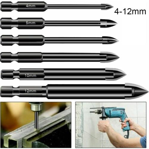 10pcs Diamond Drill Bit 4/5/6/8/10/12mm Carbide Spear Head Drill Bit Kit Ceramic Glass Tile Stone Wood Hole Opener Tools