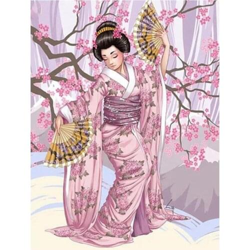 3D diamond painting geisha cross stitch kit 5D full square mosaic diamond embroidery Japanese kimono wo
