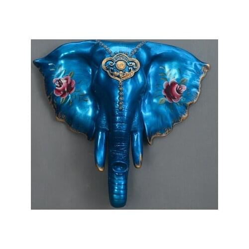 ALARM ELEPHANT HEAD WALL HOME EUROPEAN-STYLE RETRO LUCRATIVE ANIMAL ELEPHANT WALL DECORATION AMERICAN LIVING ROOM PORCH WOODEN