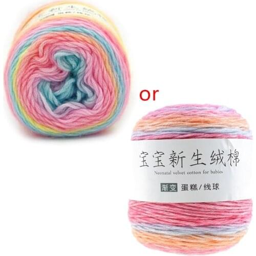 2021 New 100g Rainbow Woollen Yarn DIY Hand Woven Cake Yarn Hat Scarf Sweater Dyeing Yarn