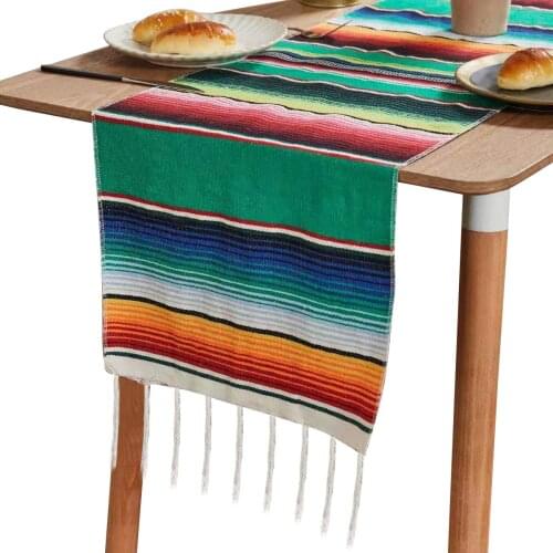New Table Cover Blanket Colorful Striped Table Cloth Table Covers With Tassels For Mexican Party Kitchen Decoration Dropshipping
