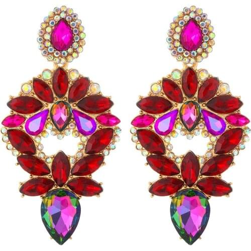 New Drop Earrings High Quality Fashion Rhinestones Design Metal Big Crystal Jewelry Accessories For Women Wholesale Jewelry