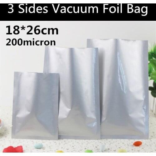 New 100pcs 18x26cm (7.1'' * 10.2'') 200micron Aluminum Foil 3 Sides Vacuum Packaging Bag Cooked Food/Meat/Fish Storage Bag