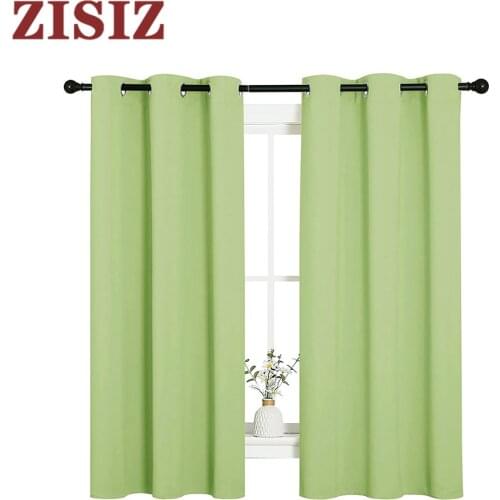 ZISIZ Solid Blackout Short Curtains for Kitchen Living Room Window Treatments Small Curtains for Bedroom Home Decoration Drapes