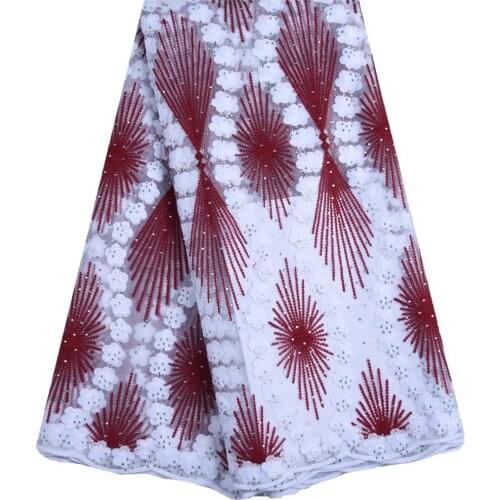 Latest African Milk Silk Embroidery Lace Fabric High Quality French Tulle Lace With Rhinestones For Wedding Party Dresses S1479