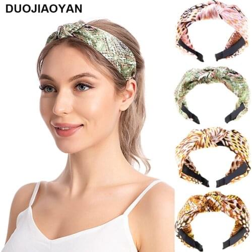 DUOJIAOYAN 2021 New Elastic Serpentine Hairband Fashion Color Wide Headband Women Sping Print Hair Accessories