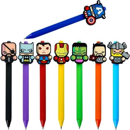 Q Version Cartoon Character Neutral Pen 0.5mm Black Disney Spiderman Iron Man Yoda BB8 Hulk Anime Figure The Avengers Marvel Pen