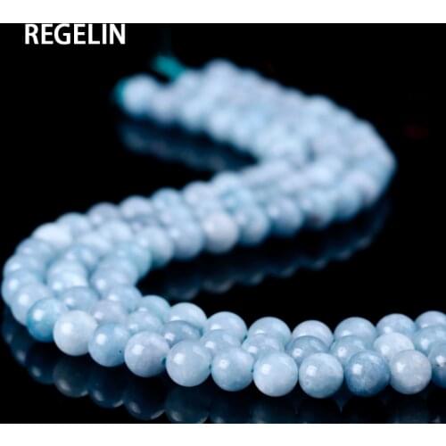 REGELIN Free Shipping 8MM Natural Stone Angelite Round Loose Beads 6-14mm For Jewelry Making Strand 15"/Diy Bracelet