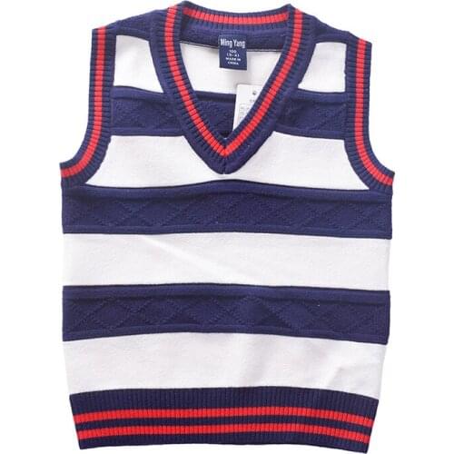 V-neck boys girls sweater vest cotton spring autumn kids knitted wear childrens clothing