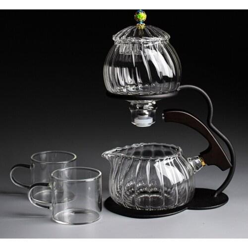 Heat-Resistant Glass Tea Set Magnetic Water Diversion Rotating Cover Bowl Semi-Automatic Maker Lazy Teapot Kungfu Set