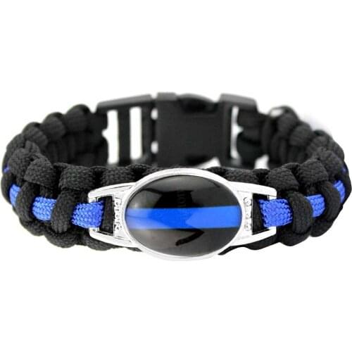 Thin Blue Line My Hero Deputy Bracelets Lives Matter Mom Sister Wife Aunt Grandma Dad Son Daughter Paracord Charm Bracelets