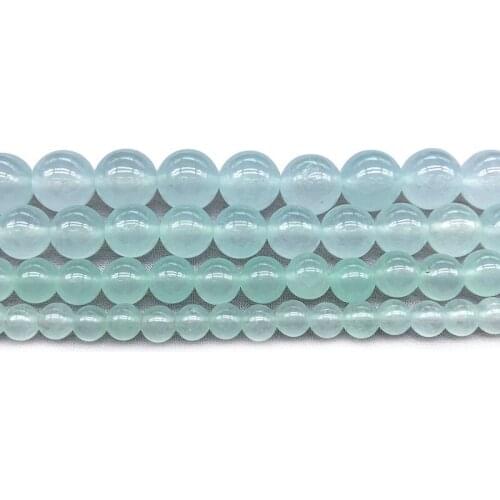Trendy Natural Stone Ice Blue Chalcedony Stone Round Agates Beads 6 8 10 12MM DIY Beads Jewelry Bracelet Necklace Making