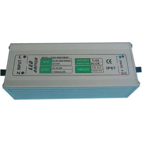 60W IP67Waterproof Integrated LED Driver Power Supply Constant Current AC85-265V 1800mA for 60W LED downlight/Bulb