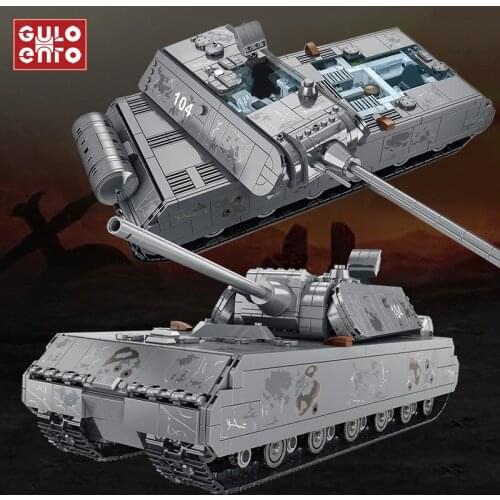 Military Series 2127pcs Panzer VIII Maus German Tank Building Blocks Army Soldiers Heavy Tank Bricks Children Kids Toys Gifts