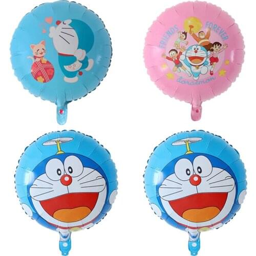 Free shipping 50pcs 18inch Air Balloons Decor Kids Party Globos Birthday Foil Helium Inflatable Doraemon Jingle Cat Balloons