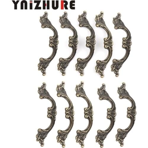 YNIZHURE 10PCS 115mm Leaves Striped Vintage Kitchen Cabinet Cupboard Dresser Door Drawer Ring Pull Handles Dresser Drawer Knobs