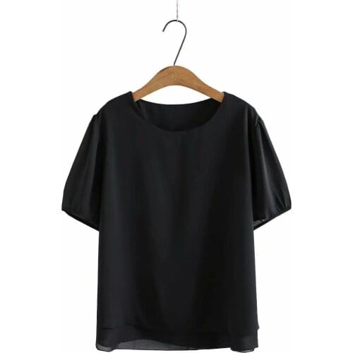 Plus size O neck chiffon women tshirts 2021 new summer casual ladies short sleeve t shirts female tops white black t-shirts