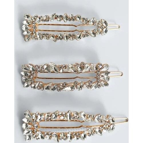 3pc/set Newest ZA Crystal Barrettes for Women Trendy Shiny Elegant Bridal Wedding Hair Pin Accessories Jewelry Gifts Wholesale