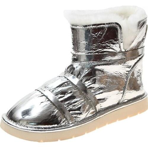 Womens boots thick-soled plus velvet short boots 2020 new lamb hair snow boots womens fur cotton shoes women