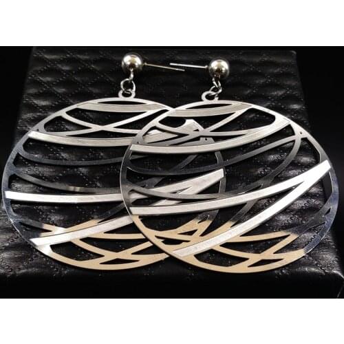 Stainless Steel Round Stud Earrings for Women Silver Color Big Earings Fashion Jewelry brincos para as mulheres E1540S02