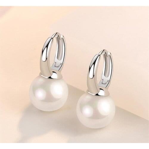New Arrival Pearl Earrings Female Hoops Jewelry Top Quality 925 Silver Earrings For Women Accessories On Ear Anti Allergy