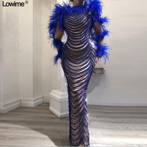 New Arrival Special Long Celebrity Dresses Mermaid With Pearls And Feathers Fashion Red Carpet Dresses vestido de festa Custom