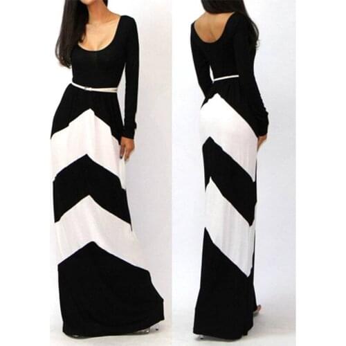 Autumn Summer Long Dress Striped Print Boho Beach Dress Tunic Maxi Dress Women Evening Party Dress Sundress Vestidos De Festa