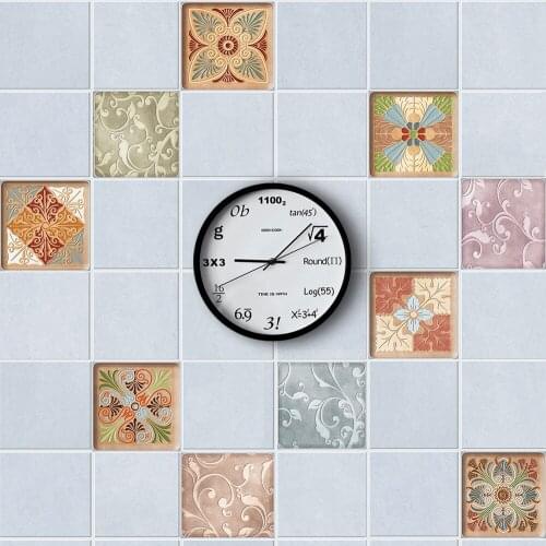 16 Pcs Retro Flower Pattern Waterproof PVC Cabinet Wall Stickers Kitchen Oilproof Sticker Home Room Decoration DIY Renew Decor