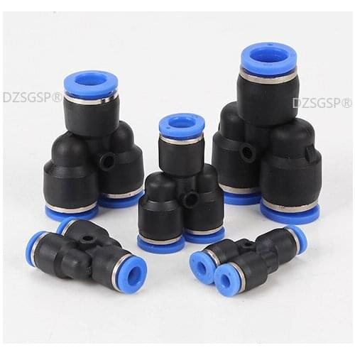 3 Way Port Y Shape Air Pneumatic 12mm 8mm 10mm 6mm 4mm OD Hose Tube Push in Gas Plastic Pipe Fitting Connectors Quick Fittings