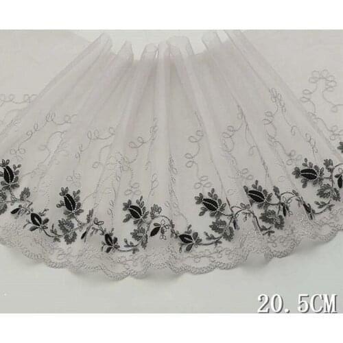 2Yards Smoke Grey Light Purple Mesh Tulle Embroidery Lace Ribbon Dress Decoration Garment Material Needlework Sewing Accessories