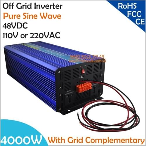 4000W DC48V Off Grid Pure Sine Wave Solar or Wind Inverter, City Electricity Complementary Charging function with LCD Screen