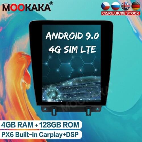 4G+128GB PX6 Android 9.0 Tesla Style Car Multimedia Player GPS Navigation For Ford Mustang 2010-2014 Auto Radio Stereo Head Unit