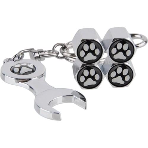 Car Styling For Bear Footprint Logo Keychain Tire Valve Stem Caps Wheels For Skoda Audi Mazda Nissan Suzuki Toyota Honda Civic