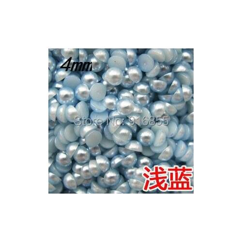 Free shipping 4mm 10000pcs light blue craft half round flatback ABS resin imitation pearls beads for DIY nail art