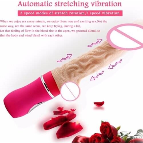 USB Charging Automatic stretching Heating G Spot Dildo Vibrator Adult Sex Toys Woman Vaginal Stimulator Clitoris Sex Products O3