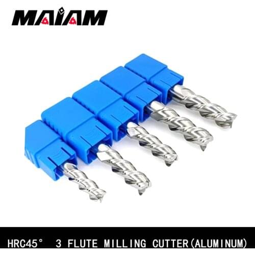 45 degree 3 flute aluminum end mill 1-20mm milling cutter 1.5 2 3 4 5 cnc mill cutter for er collet tool holder carving machine