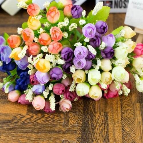1Bouquet 15 Heads Artificial Flower Peony Tea Rose Summer Silk Fake Flower for DIY Living Room Home Garden Wedding Party Decor
